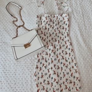 Floral shirred mini dress
